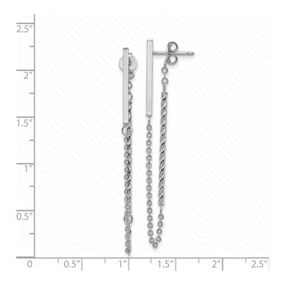 14K White Gold Twisted Bar Dangle Earrings – view 5