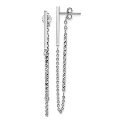 14K White Gold Twisted Bar Dangle Earrings