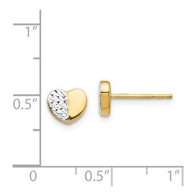14K Yellow Gold Diamond-Cut Heart Stud Earrings – view 5