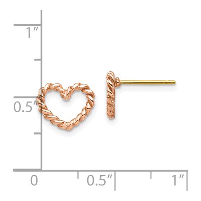 14K Rose Gold Open Twisted Heart Stud Earrings – view 4