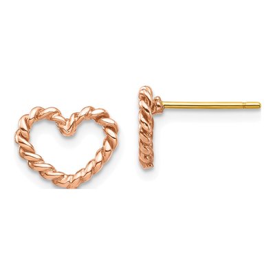 14K Rose Gold Open Twisted Heart Stud Earrings