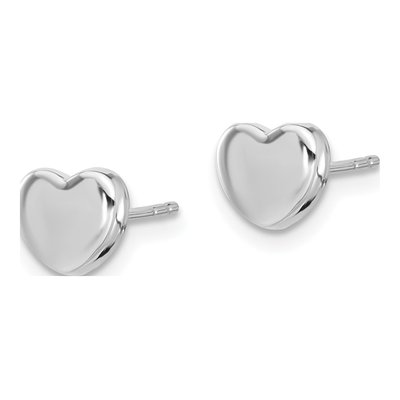 14K White Gold Heart Stud Earrings – view 3