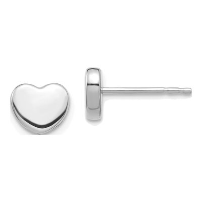 14K White Gold Heart Stud Earrings