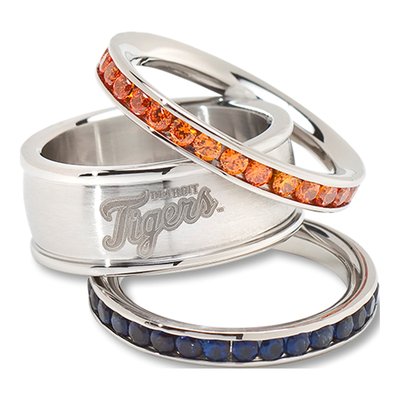 Detroit Tigers Crystal Stacked Ring Set