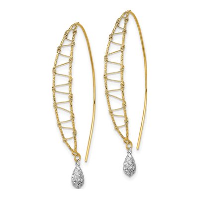 14K Two-Tone Gold Wire-Wrapped Threader Earrings – view 3