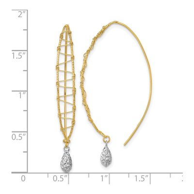 14K Two-Tone Gold Wire-Wrapped Threader Earrings – view 4