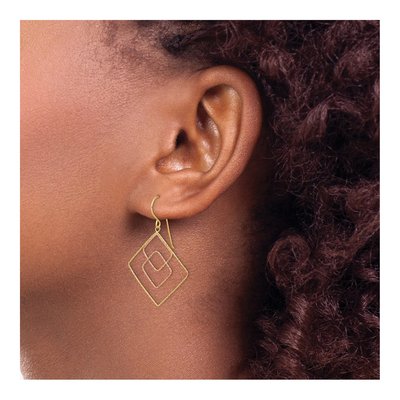 14K Two-Tone Gold Diamond-Cut Dangle Earrings – view 4
