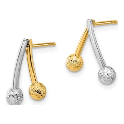 14K Two-Tone Gold Textured Dangle Earrings – view 2