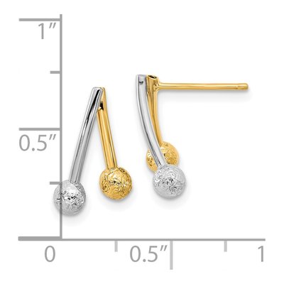 14K Two-Tone Gold Textured Dangle Earrings – view 4