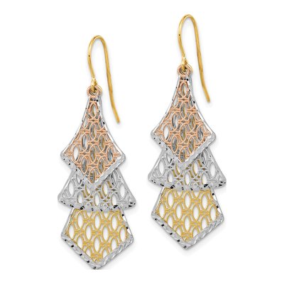14K Tri-Color Gold Filigree Dangle Earrings – view 3