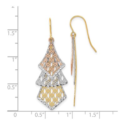14K Tri-Color Gold Filigree Dangle Earrings – view 4