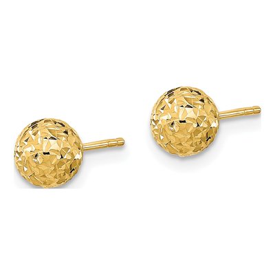 14K Yellow Gold Diamond-Cut Ball Stud Earrings – view 3