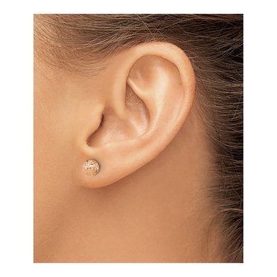 14K Rose Gold Diamond-Cut Puffed Ball Stud Earrings – view 4
