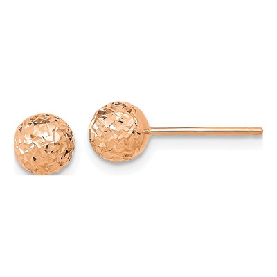 14K Rose Gold Diamond-Cut Puffed Ball Stud Earrings