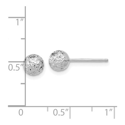 14K White Gold Diamond-Cut Puffed Ball Stud Earrings – view 4