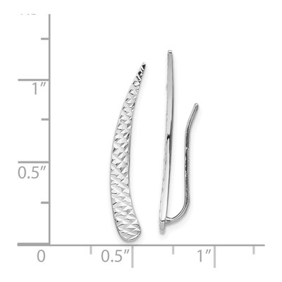 14K White Gold Textured Ear Climber Threader Earrings – view 5