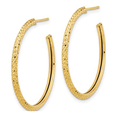 14K Yellow Gold 31mm Diamond-Cut Hoop Earrings – view 2