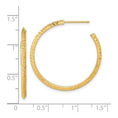 14K Yellow Gold 31mm Diamond-Cut Hoop Earrings – view 3