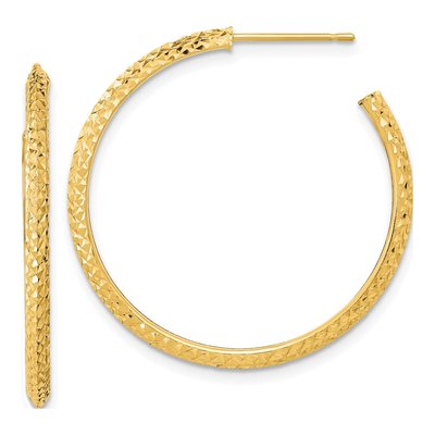 14K Yellow Gold 31mm Diamond-Cut Hoop Earrings