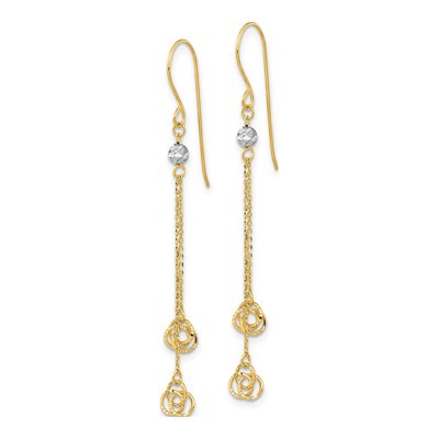 14K Two-Tone Gold Love Knot Dangle Earrings – view 3