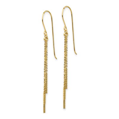 14K Yellow Gold Diamond-Cut Bar Dangle Earrings – view 3