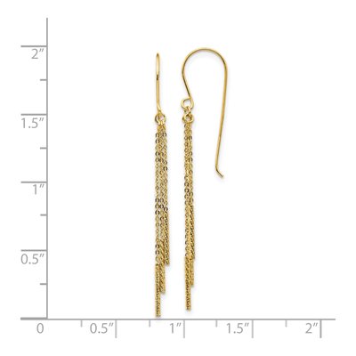 14K Yellow Gold Diamond-Cut Bar Dangle Earrings – view 5