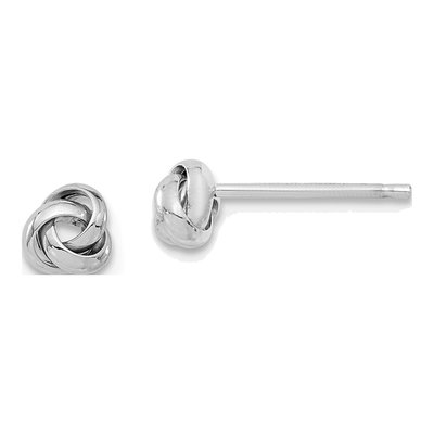 14K White Gold Love Knot Stud Earrings