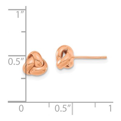 14K Rose Gold Love Knot Button Stud Earrings – view 3
