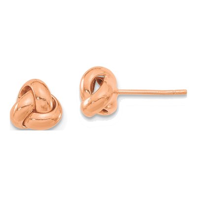 14K Rose Gold Love Knot Button Stud Earrings