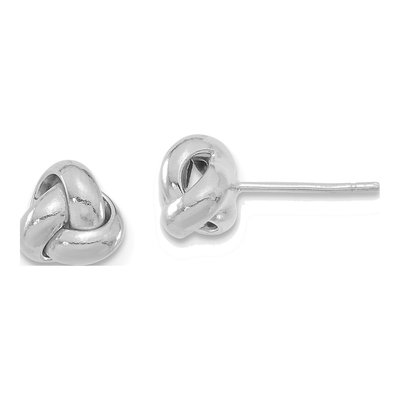 14K White Gold Love Knot Stud Earrings