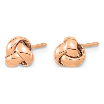 14K Rose Gold Love Knot Button Stud Earrings – view 3