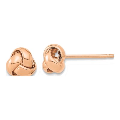 14K Rose Gold Love Knot Button Stud Earrings