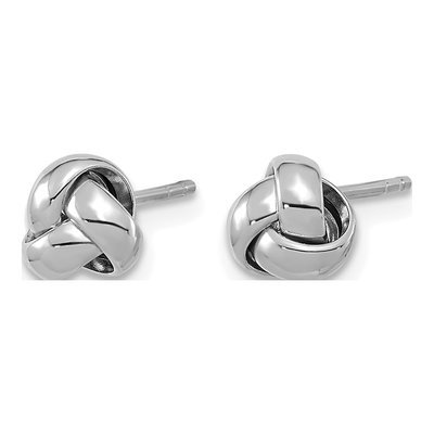 14K White Gold Love Knot Button Stud Earrings – view 3