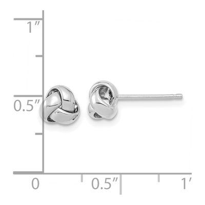14K White Gold Love Knot Button Stud Earrings – view 5