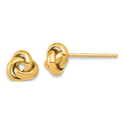 14K Yellow Gold Love Knot Button Stud Earrings