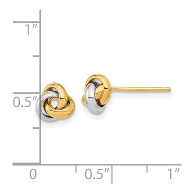 14K Two-Tone Gold Love Knot Stud Earrings – view 3