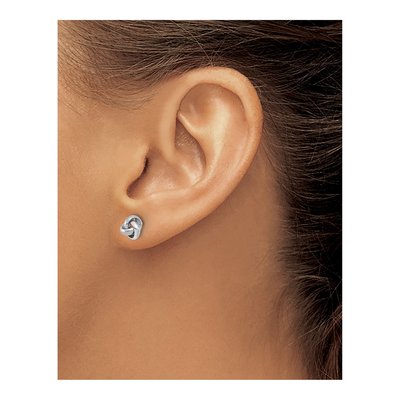 14K White Gold Knot Stud Earrings – view 4