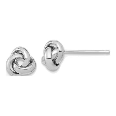 14K White Gold Knot Stud Earrings