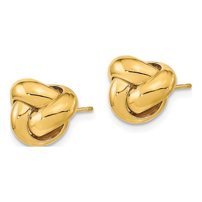 14K Yellow Gold Love Knot Button Stud Earrings – view 3