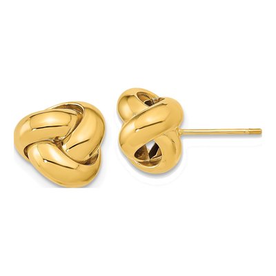 14K Yellow Gold Love Knot Button Stud Earrings
