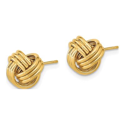 14K Yellow Gold Triple Love Knot Stud Earrings – view 2