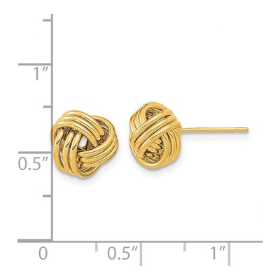 14K Yellow Gold Triple Love Knot Stud Earrings – view 3