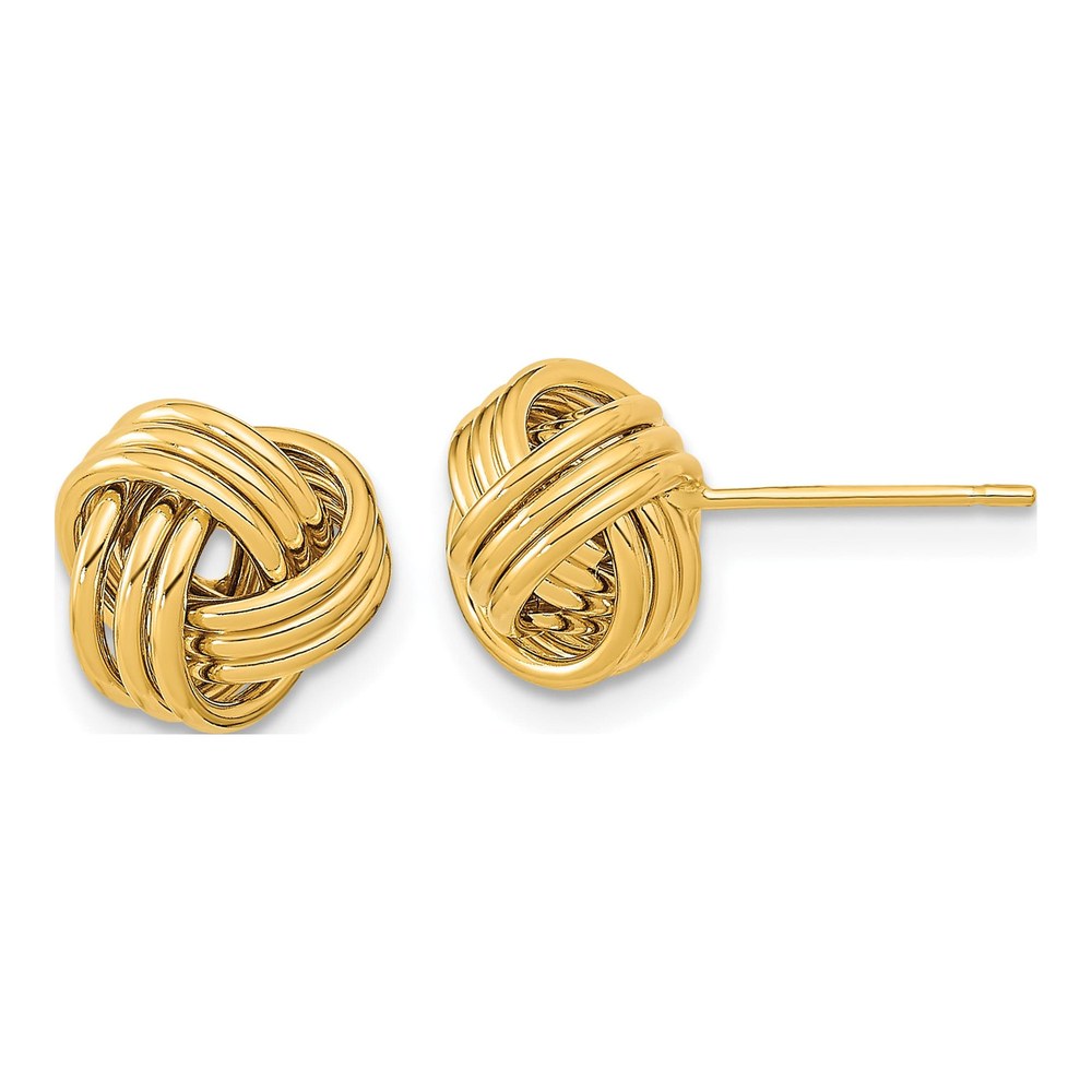 14K Yellow Gold Triple Love Knot Stud Earrings