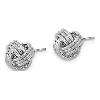 14K White Gold Triple Love Knot Stud Earrings – view 2