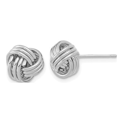 14K White Gold Triple Love Knot Stud Earrings