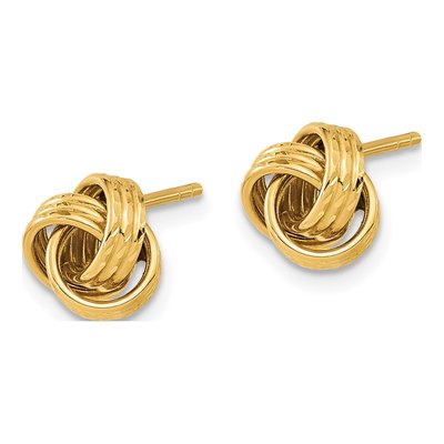 14K Yellow Gold Love Knot Button Stud Earrings – view 3