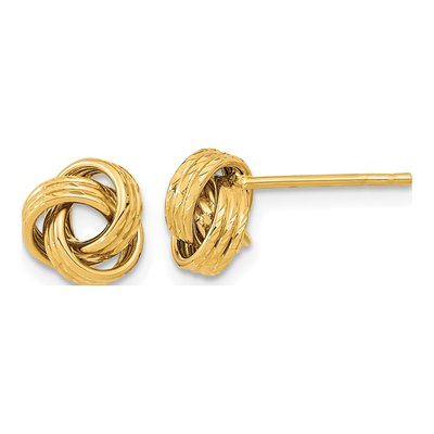 14K Yellow Gold Love Knot Button Stud Earrings