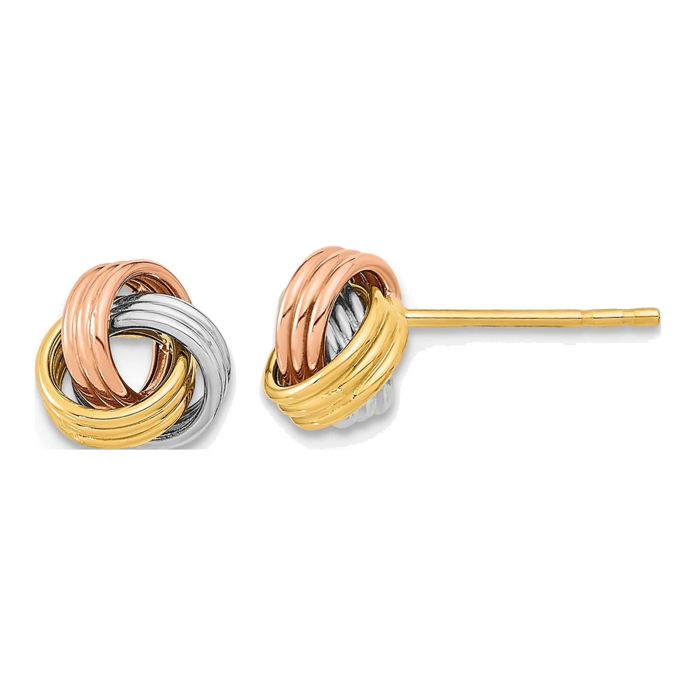 14K Yellow Gold & Rhodium Love Knot Post Earrings