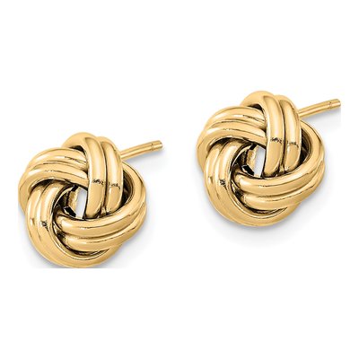 14K Yellow Gold Double Love Knot Stud Earrings – view 3