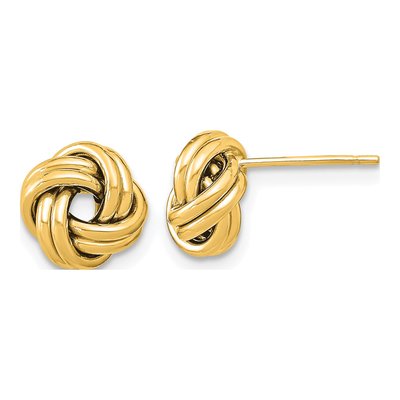 14K Yellow Gold Double Love Knot Stud Earrings